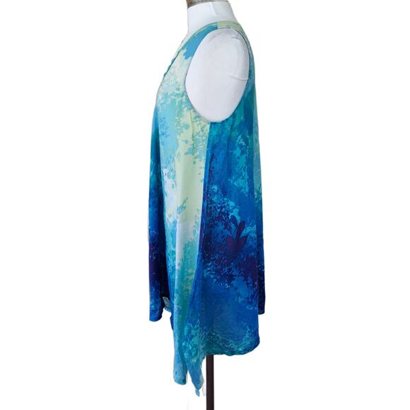 NATORI Floral Stream Sleeveless Cotton Sleep Chemise Blue Multi Small - Picture 5 of 10